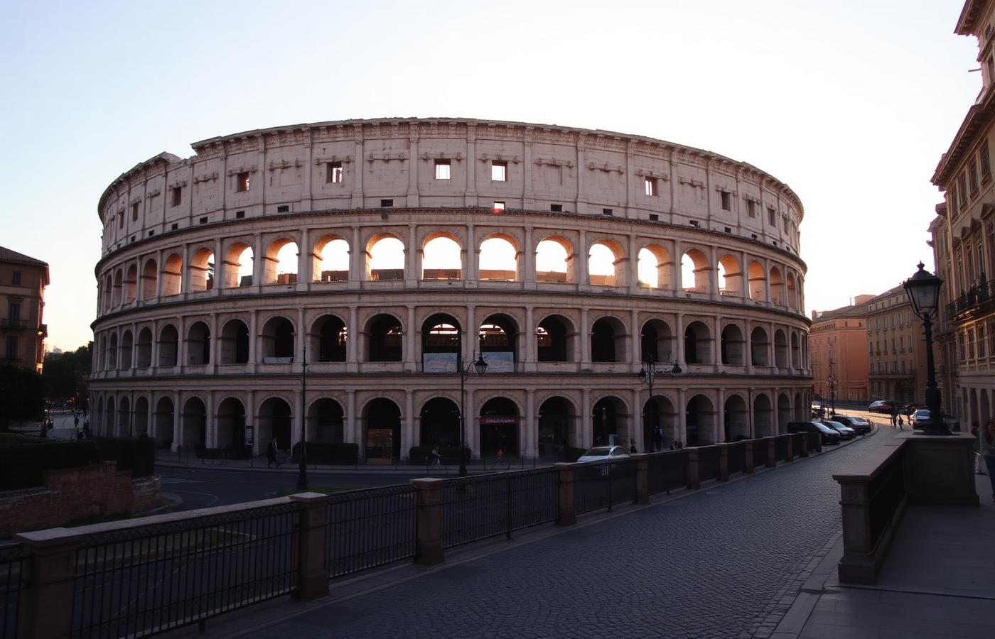 The Roman Colosseum in soft evening light